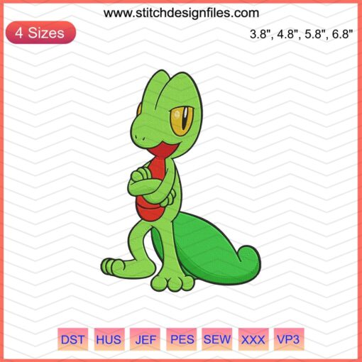 Treecko Pokemon Embroidery Designs File, Cute Treecko Embroidery, Pokemon Machine Embroidery Pattern, Digital Download