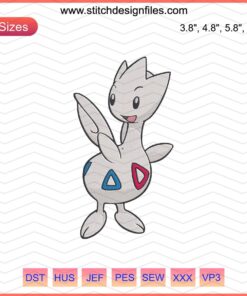Togetic Pokemon Embroidery Design File, Cute Machine Embroidery, Pokemon Pattern, Kawaii Togetic Stitch, Digital Download