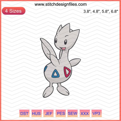 Togetic Pokemon Embroidery Design File, Cute Machine Embroidery, Pokemon Pattern, Kawaii Togetic Stitch, Digital Download