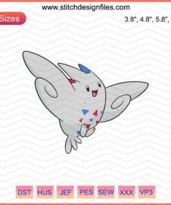 Togekiss Pokemon Embroidery Design File, Machine Stitch Patterns, Perfect for Pokemon Fans, Instant Digital Download