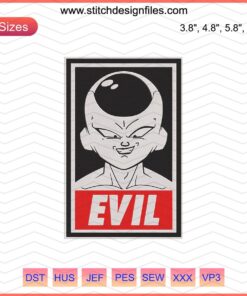 Frieza Evil Embroidery Design, Dragon Ball Machine Embroidery, Anime Villain Stitch Pattern, Digital File Download