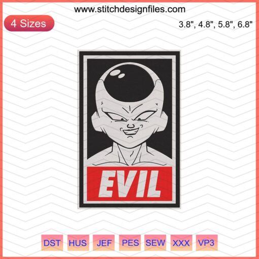 Frieza Evil Embroidery Design, Dragon Ball Machine Embroidery, Anime Villain Stitch Pattern, Digital File Download