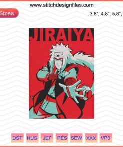 Jiraiya Embroidery Designs File, Naruto Shippuden Machine Embroidery, Anime Stitch Pattern натежный шрифт Jiraiya