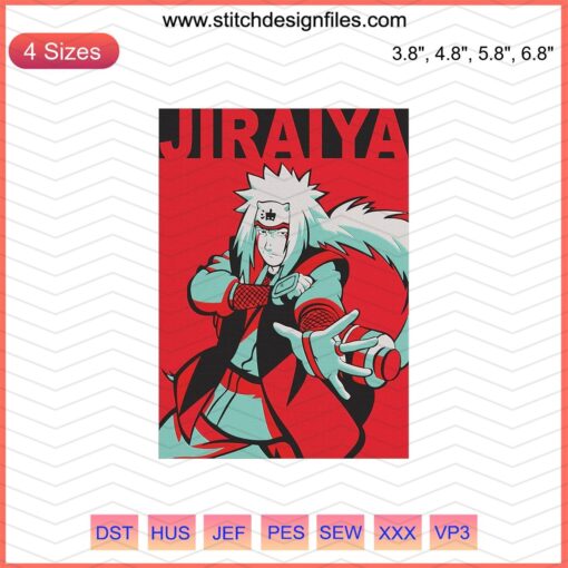 Jiraiya Embroidery Designs File, Naruto Shippuden Machine Embroidery, Anime Stitch Pattern натежный шрифт Jiraiya
