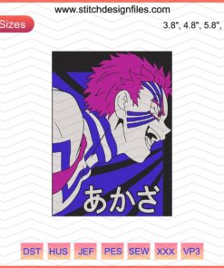 Akaza Demon Slayer Embroidery Design File, Kimetsu no Yaiba Machine Design, Detailed Anime Inspired Stitch Pattern