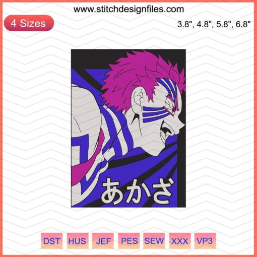 Akaza Demon Slayer Embroidery Design File, Kimetsu no Yaiba Machine Design, Detailed Anime Inspired Stitch Pattern