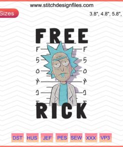 Rick and Morty Embroidery Designs: Free Download, Machine Embroidery File Featuring Rick, Perfect for Fans and Crafters.