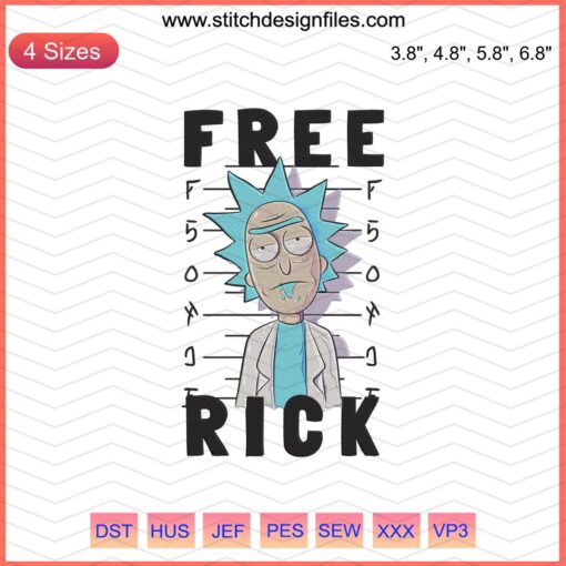 Rick and Morty Embroidery Designs: Free Download, Machine Embroidery File Featuring Rick, Perfect for Fans and Crafters.