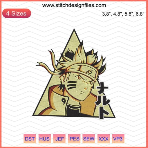 Naruto Shippuden embroidery pattern, digital download for machine embroidery featuring iconic characters and symbols.