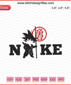 Nike x Goku Embroidery Designs File, Anime Machine Embroidery Patterns, Dragon Ball Z, Sportswear Stitch Templates.
