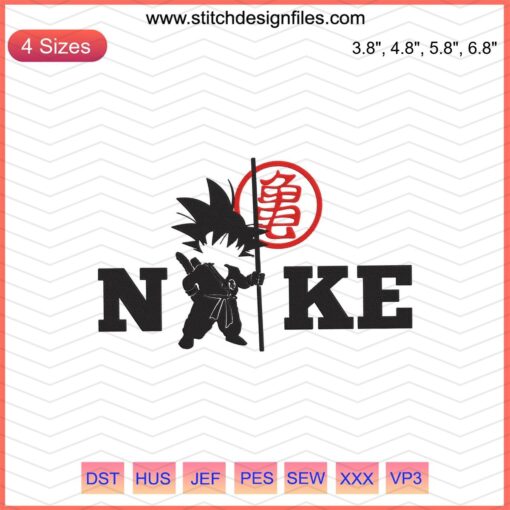 Nike x Goku Embroidery Designs File, Anime Machine Embroidery Patterns, Dragon Ball Z, Sportswear Stitch Templates.