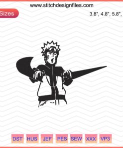 Naruto-themed embroidery design for Nike, featuring iconic characters. Perfect for machine embroidery enthusiasts.