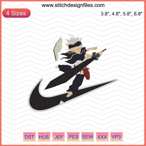 Nike x Asta Embroidery Designs File, sleek Nike logo, vibrant machine embroidery, detailed stitching pattern, digital embroidery.