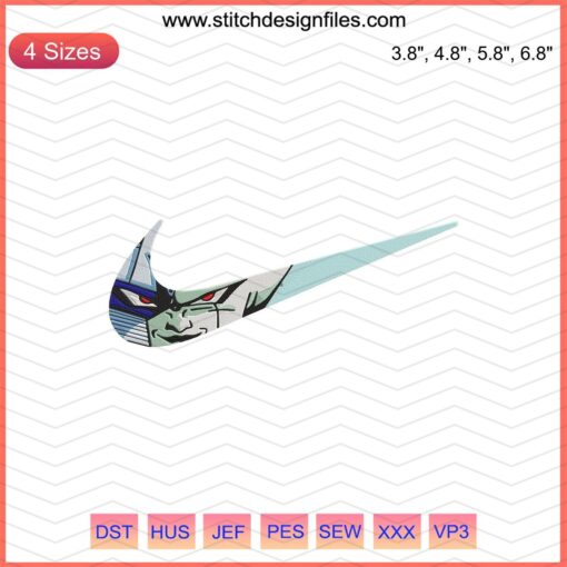 Nike x Cooler Embroidery Design File featuring Nike Swoosh, compatible with machine embroidery. Vibrant digital pattern download.