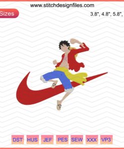 Nike x Luffy One Piece Embroidery File, Custom Nike Machine Embroidery, Anime Shoe Design, Luffy Straw Hat Logo, Unique Embroidery Art