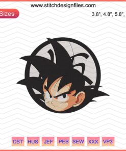 Goku Embroidery Design, Dragon Ball Super, Machine Embroidery File, Anime, Digital Download, Cartoon Stitch Pattern