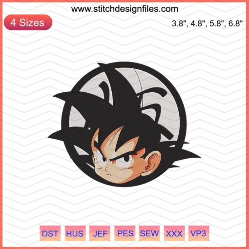 Goku Embroidery Design, Dragon Ball Super, Machine Embroidery File, Anime, Digital Download, Cartoon Stitch Pattern