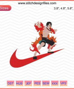 "Nike x Ace Embroidery File: Dynamic swoosh design, perfect for machine embroidery projects. High-quality vector graphics."