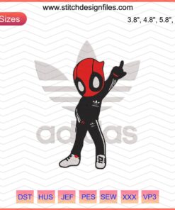 Adidas x Deadpool Marvel Embroidery Design File, Adidas Embroidery Machine Stitching, Superhero Character Pattern