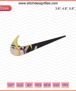 Boruto Uzumaki Nike Embroidery Designs File, Machine Embroidery for Shoes, Anime-Themed Nike Custom Pattern.