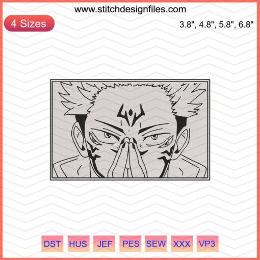 Itadori Yuji Embroidery Designs File, Jujutsu Kaisen Machine Embroidery, Anime Pattern, Digital Download