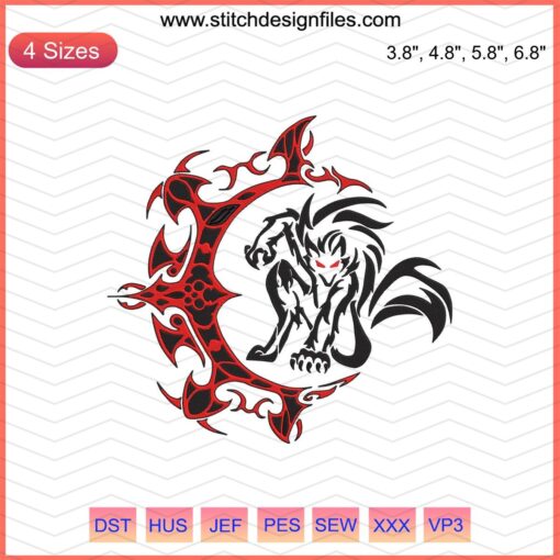 Naruto and Kurama Embroidery Designs, Anime Machine Embroidery Files, DIY Sewing Patterns, Digital Download