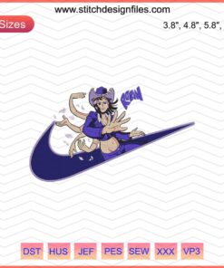 "Nike x Nico Robin One Piece Embroidery Designs File, featuring intricate Nike logo and Nico Robin character embroidery patterns."