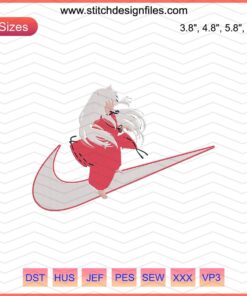 Nike x Inu Yasha Embroidery Designs File, featuring Nike Swoosh and Inu Yasha anime motifs in digital embroidery format.