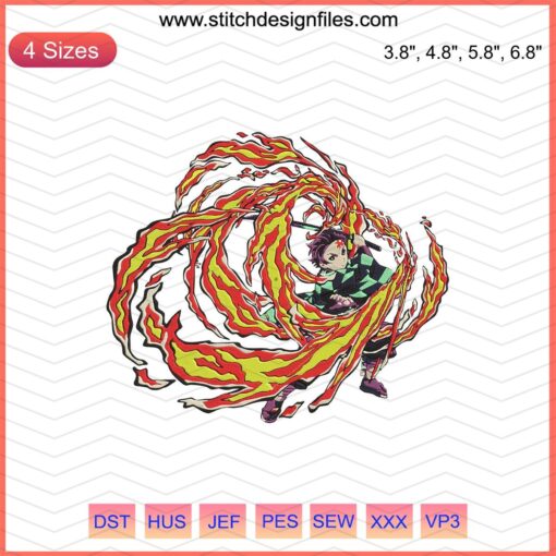 Hinokami Kagura Dance Embroidery File, Demon Slayer Machine Embroidery Design, Kimetsu no Yaiba Inspired Sewing Patterns