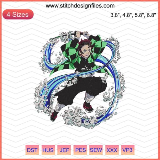 "Mizu no Kokyu Embroidery Designs, Kimetsu no Yaiba Machine Embroidery File: Elegant Demon Slayer Patterns for Sewing Machines"