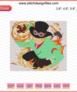 Naruto Sabo Embroidery Design File, High-Quality EMB Machine Pattern, Anime Character Stitching Art, Digital Design Download