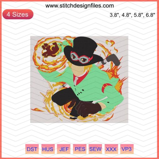 Naruto Sabo Embroidery Design File, High-Quality EMB Machine Pattern, Anime Character Stitching Art, Digital Design Download