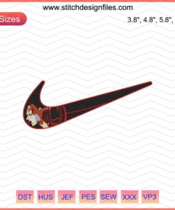 "Unique Luffy Gear Four x Nike embroidery design file showcasing anime-inspired Nike machine embroidery pattern."