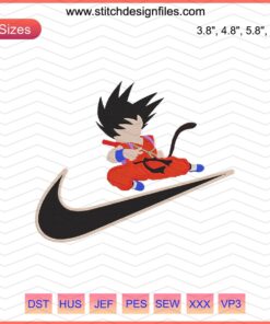 Goki Kid x Nike Dragon Ball Super Embroidery File, Featuring Iconic Characters, Perfect for Machine Embroidery Design Fans.