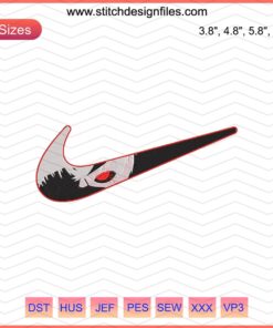 Ken Kaneki Nike Embroidery Design File, Tokyo Ghoul Machine Embroidery Patterns, Anime-Inspired Nike Design