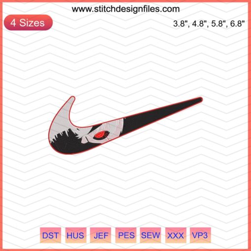 Ken Kaneki Nike Embroidery Design File, Tokyo Ghoul Machine Embroidery Patterns, Anime-Inspired Nike Design