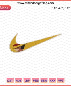Nike x Half Face Luffy One Piece Embroidery Design File, Nike Machine Embroidery Patterns featuring iconic anime character.