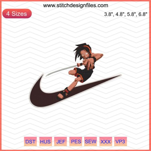 Nike x Yoh Asakura Embroidery Designs File featuring unique Nike machine embroidery patterns for customization.