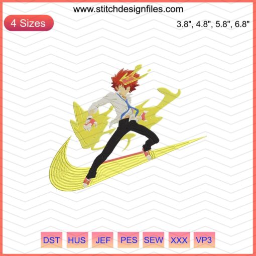 Nike x Tsunayoshi Sawada Embroidery Design File featuring unique Nike shoe patterns, perfect for machine embroidery projects.