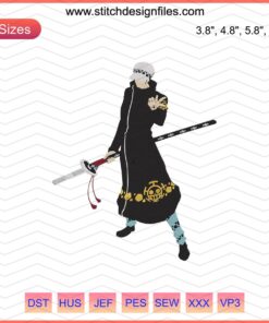 Trafalgar Law Machine Embroidery Design, One Piece Character, Digital File, Anime Embroidery Patterns, Instant Download