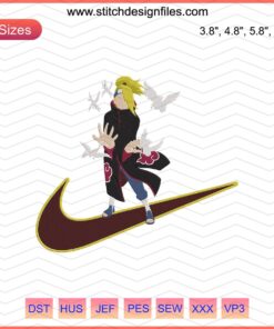 Nike x Deidara Embroidery Design: Unique Nike logo with artistic flair, perfect for machine embroidery enthusiasts.