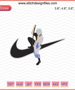Nike Gintoki Sakata Embroidery File: Exclusive Nike Machine Embroidery Designs, Anime-Inspired Patterns.