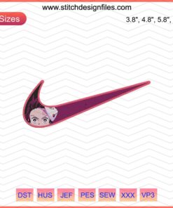 Tanjiro Face Embroidery Design for Nike, Machine Embroidery File, Anime Nike Sneaker Art, Digital Design Files