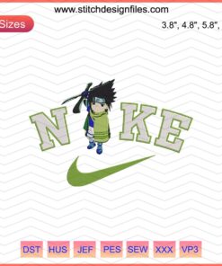 Sasuke Uchiha Chibi Nike Embroidery Design File - Cute Machine Embroidery, Anime Style, Naruto Embroidered Pattern.