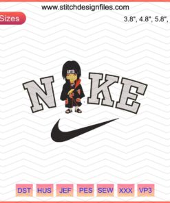 Nike Uchiha Itachi Chibi Embroidery Design File, Cute Machine Embroidery, Anime Nike Embroidery Pattern, Naruto Themed Design
