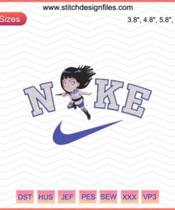 Cute Chibi Hinata Hyuga Nike Embroidery Design, Machine-Ready File, Anime-Inspired Unique Nike Motif, Embroidery Pattern