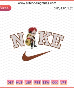 Chibi Gaara Embroidery Design File, Cute Nike Machine Pattern, Unique Anime Embroidery, Instant Digital Download