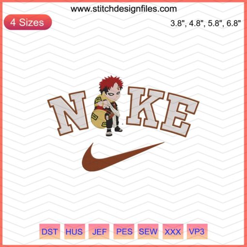 Chibi Gaara Embroidery Design File, Cute Nike Machine Pattern, Unique Anime Embroidery, Instant Digital Download