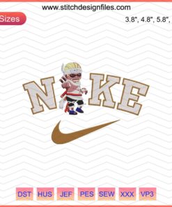 Chibi-style Nike Killer Bee embroidery design file, cute cartoon pattern for machine embroidery enthusiasts.