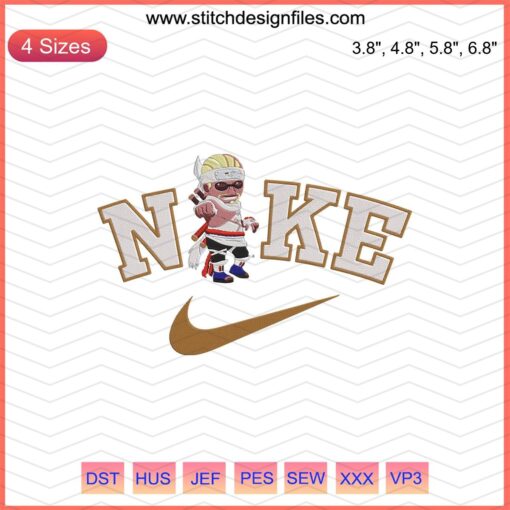 Chibi-style Nike Killer Bee embroidery design file, cute cartoon pattern for machine embroidery enthusiasts.